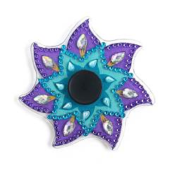 Pourpre Moyen 5d bricolage diamant peinture mandala bout des doigts gyro spinner kits, y compris pendentif en cristal, strass de résine, stylo, plateau & colle argile, support violet, 90x90mm