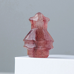 Quartz Fraise Statue d'arbre de noël en quartz fraise naturelle, pour la décoration d'affichage de bureau à la maison, 30x20mm