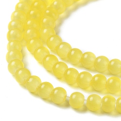 Желтый Выпечки окрашены имитация нефрита стекловолокна круглый шарик, желтые, 4.5~5 мм, отверстие : 1 мм, около 210 шт / нитка, 31.4 дюйм