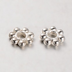 Silver CCB Plastic Bead Spacers, Flower, Silver Color Plated, 6x2mm, Hole: 2mm