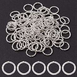 Silver Iron Linking Rings, Textured, Round Ring, Unwelded, Silver Color Plated, 10mm