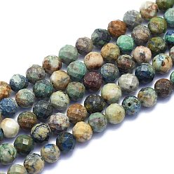Chrysocolla Natural Chrysocolla Beads Strands, Round, Faceted, 8mm, Hole: 1.2mm, about 49pcs/Strand, 15.16 inch(38.5cm)