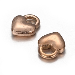 Oro Rosa Revestimiento iónico (ip) 304 encantos de acero inoxidable, cerradura del corazón, oro rosa, 11x9x3 mm, agujero: 3x4 mm