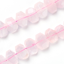 Cuarzo Rosa Natural aumentó de perlas de cuarzo hebras, facetados, polígono, 12~15x17~21x9~15 mm, agujero: 1.2 mm, sobre 15 unidades / cadena, 7.48 pulgada ~ 7.87 pulgada (19~20 cm)