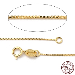 Golden 925 Sterling Silver Box Chain Necklaces, with Spring Ring Clasps, with 925 Stamp, Golden, 18 inch(45cm), 0.65mm
