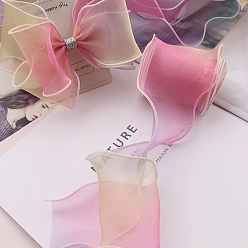 Pink Ruban d'organza, pour noeud papillon, coudre des accessoires de barrette à cheveux, rose, 2-3/8 pouces (60 mm), environ 38.28 yards (35m)/sac