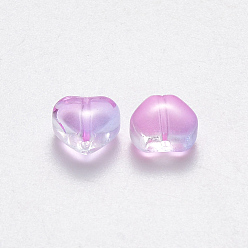 Colorful Imitation Jade Glass Beads, Heart, Violet, 6x6x4mm, Hole: 0.7mm