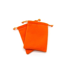 Coral Velvet Storage Bag, Drawstring Bag, Rectangle, Coral, 10x8cm