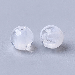 White Acrylic Beads, Imitation Gemstone, Round, Clear & White, 5x4.5mm, Hole: 1.4mm, about 7300pcs/500g