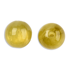 Olive Resin Beads, Imitation Cat Eye, Round, Olive, 12mm, Hole: 1.6~1.8mm