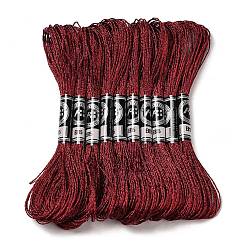FireBrick 10 Skeins 12-Ply Metallic Polyester Embroidery Floss, Glitter Cross Stitch Threads for Craft Needlework Hand Embroidery, Friendship Bracelets Braided String, FireBrick, 0.8mm, about 8.75 Yards(8m)/skein