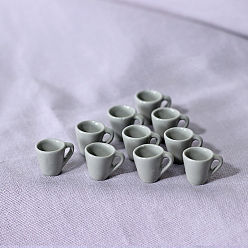Gris Adornos de taza de té en miniatura de resina, accesorios de casa de muñecas micro jardín paisajístico, simulando decoraciones de utilería, gris, 16x13 mm, 10 PC / sistema.