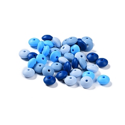 Темно-Голубой Rondelle пищевые экологически чистые силиконовые фокусные бусины, жевательные бусины для чайников, DIY уход за ожерельем, глубокое синее небо, 11.5x7 мм, отверстие : 2.5 мм, 4 цветов, 10 шт / цвет, 40 шт / пакет
