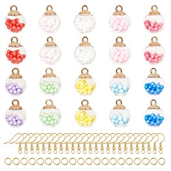 Mixed Color DIY Dangle Earring Making Kits, with Glass Globe Pendant, Brass Earring Hooks and Iron Jump Rings, Round, Mixed Color, Pendants: 21x16mm, Hole: 2mm, 10 colors, 4pcs/color, 40pcs/set