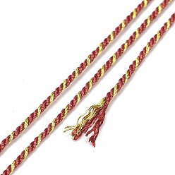 Indian Red Polycotton Filigree Cord, Braided Rope, with Plastic Reel, for Wall Hanging, Crafts, Gift Wrapping, Indian Red, 1mm, about 32.81 Yards(30m)/Roll