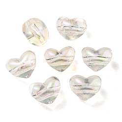 Claro AB Perlas europeas de acrílico transparente chapado en uv de dos tonos, abalorios de grande agujero, corazón, claro ab, 14.5x18.5x14 mm, agujero: 4 mm