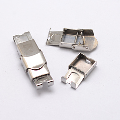 Stainless Steel Color Rectangle 201 Stainless Steel Watch Band Clasps, Stainless Steel Color, 25x13x8mm, Hole: 10x4mm