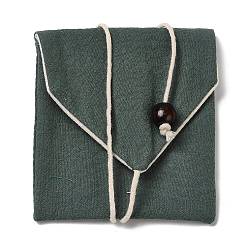 Teal Burlap Packing Pouches Bags, for Jewelry Packaging, Square, Teal, 9.5~10x9.5x0.8~1cm