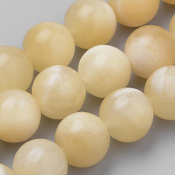 Yellow Jade Natural Yellow Jade Beads Strands, Round, 12mm, Hole: 1mm, about 34pcs/strand, 15.7 inch