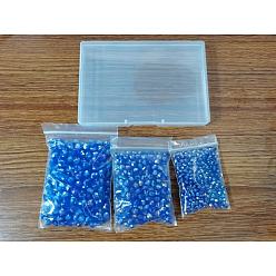 Blue 800Pcs 3 Style Electroplate Glass Beads, Opaque Solid Color, AB Color Plated, Faceted, Rondelle, Blue, 4~8x3~6mm, Hole: 0.4~1mm