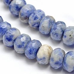 Jaspe Avec Point Bleu Facettes tache bleue naturelle jasper rondelle perles brins, 8x5mm, Trou: 1mm, Environ 76 pcs/chapelet, 15.2 pouce