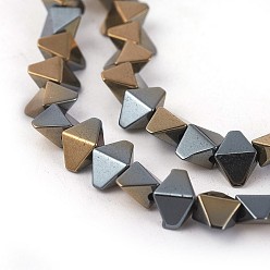 Antique Bronze Plated Electroplated Non-magnetic Synthetic Hematite Beads Strands, Half Plated, Rhombus, Antique Bronze Plated, 5.5x8x4mm, Hole: 0.8mm, about 73pcs/strand, 15.74 inch(40cm)