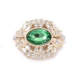 Verde Cabuchones de acrílico, con fornitura de diamantes de imitación de aleación de tono dorado, oval, verde, 29.5x25x5 mm
