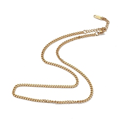 Golden Ion Plating(IP) 304 Stainless Steel Curb Chain Necklace for Men Women, Golden, 15.79 inch(40.1cm)