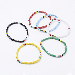 Mixed Color Glass Seed Beads Stretch Bracelets, Mixed Color, 2-1/4 inch(56mm)
