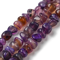 Purple Natural Agate Beads Strands, Dyed, Nuggets, Purple, 7.5~10x11.5~13x10.5~13mm, Hole: 1.2mm, about 44pcs/strand, 14.17~14.41 inch(36~36.6cm)