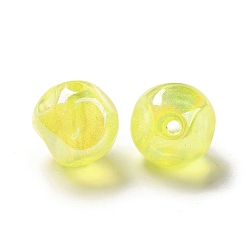 Jaune Perles acryliques transparentes, de couleur plaquée ab , ronde irrégulière, jaune, 17.5x17.5mm, Trou: 3mm, environ167 pcs / 500 g