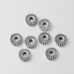 Antique Silver Tibetan Style Alloy Spacer Beads, Flat Round, Antique Silver, 6x1.5mm, Hole: 1.5mm