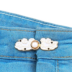 Golden Alloy Enamel Jean Buttons Pins, Waist Tightener, White Duck, with White Resin, Closure Sewing Fasteners for Garment Accessories, Golden, 50mm