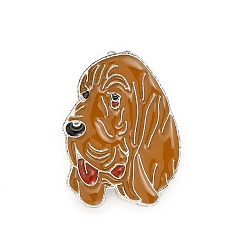 Perro Pasador de perro esmaltado con embragues de mariposa de latón, insignia de aleación para ropa de mochila, sabueso, 25x20x10 mm