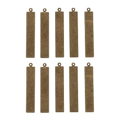 Античная Бронза Металлические бирки, латунные штампы с подвесками, прямоугольные, античная бронза, 41x7x0.5 мм, отверстие : 1 мм