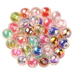 Mixed Color UV Plating Transparent Acrylic European Beads, Large Hole Beads, Round, Mixed Color, 13.5x13mm, Hole: 4mm