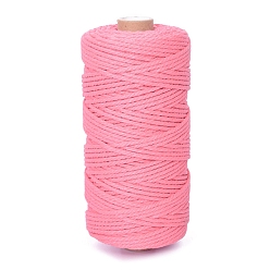 Hot Pink 100M Round Cotton Braided Cord, for DIY Handmade Tassel Embroidery Craft, Hot Pink, 3mm, about 109.36 Yards(100m)/Roll