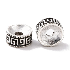 Argent Antique Perles en alliage de style tibétain, plat et circulaire avec clé grecque, argent antique, 8x4mm, Trou: 2.5mm, environ990 pcs / 1000 g