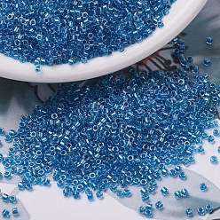 (DB0905) Сверкающий Хрустальный с Синей Линией Бусины miyuki delica, цилиндр, японский бисер, 11/0, (дБ 0905) сверкающий синий кристалл с подкладкой, 1.3x1.6 мм, отверстия: 0.8 мм, около 10000 шт / мешок, 50 г / мешок