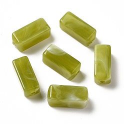 Olive Transparent Acrylic Beads, Two Tone, Cuboid, Olive, 13.5x5.5x5.5mm, Hole: 1.6mm, about: 1150pcs/500g