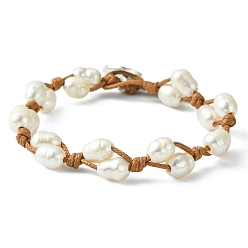 Sienna Natural Pearl Braided Bead Bracelets with Waxed Polyester Cords, Sienna, 16-1/2 inch(42cm)