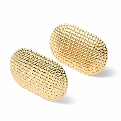 Real 18K Gold Plated Ion Plating(IP) 304 Stainless Steel Stud Earring Findings, with Vertical Loops, Oval, Real 18K Gold Plated, 27x16.5mm, Hole: 4mm, Pin: 0.7mm