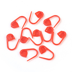 Rouge Support de marqueurs de point de verrouillage en plastique ABS écologique à tricoter au crochet, rouge, 22x11x3 mm, broches: 1 mm