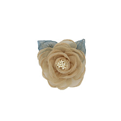 Vara de Oro Pálido 3d flor de tela, para zapatos de bricolaje, sombreros, tocados, broches, ropa, vara de oro pálido, 50~60 mm