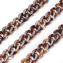Coconut Brown Acrylic Curb Chains, Coconut Brown, Link: 13x10~10.5x2.5~3mm, about 70cm/strand, 27.56 inch