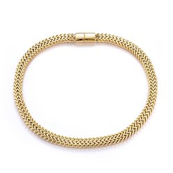 Golden 304 Stainless Steel Wheat Chain Necklaces, with Magnetic Clasps, Golden, 23.62 inch(60cm), 12mm