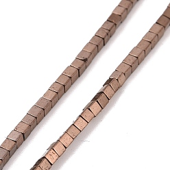 Coffee Plated Electroplated Non-magnetic Synthetic Hematite Beads Strands, Cube, Coffee Plated, 1.5x1.5x1.5mm, Hole: 0.5mm, about 257~260pcs/strand, 15.59~15.75(39.6~40cm)