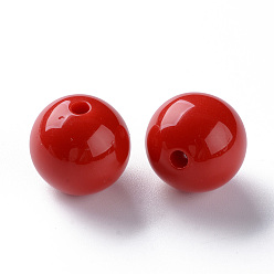 Brique Rouge Perles acryliques opaques, ronde, firebrick, 16x15mm, Trou: 2.8mm, environ220 pcs / 500 g