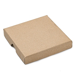 Светло-коричневый Квадратная картонная шкатулка для драгоценностей из крафт-бумаги, с губкой внутри, для упаковки колье и сережек, загар, 90x90x16 мм, внутренний диаметр: 85x85 мм