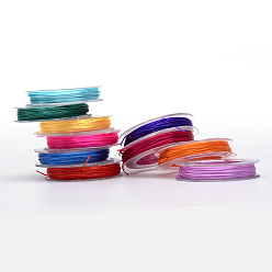 Color mezclado Cuerda de cristal elástica plana, hilo de cuentas elástico, para hacer la pulsera elástica, color mezclado, 0.5 mm, aproximadamente 10.93 yardas (10 m) / rollo, 10 rollos / grupo